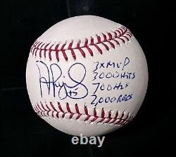 Albert Pujols Signed Official Major League Baseball. Stat Inscriptions. JSA