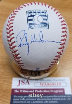 Autographed Rickey Henderson HOF Logo Official Major League Baseball JSA