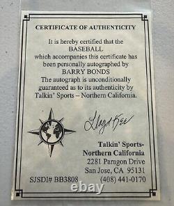 BARRY BONDS Signed Autographed Official Major League Baseball WithCOA