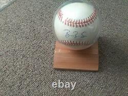 Barry Bonds Autographed Official National League Baseball WithDisplay Stand