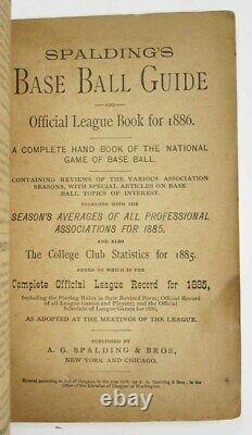 Baseball / SPALDING'S BASE BALL GUIDE And Official League Book for 1886 1st ed