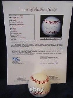 Billy Martin Autographed Official American League (Brown) Baseball- Full JSA LOA