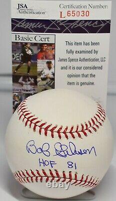 Bob Gibson Autographed Offic Major League Baseball St Louis Cardinals Hof 81 Jsa