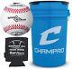 CHAMPRO CBB-40 Genuine Leather Cover Baseballs in a Blue Bucket 30 Balls