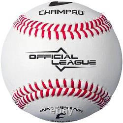 CHAMPRO CBB-40 Genuine Leather Cover Baseballs in a Blue Bucket 30 Balls