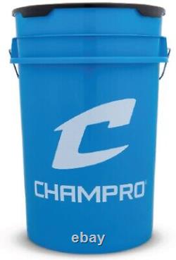 CHAMPRO CBB-40 Genuine Leather Cover Baseballs in a Blue Bucket 30 Balls