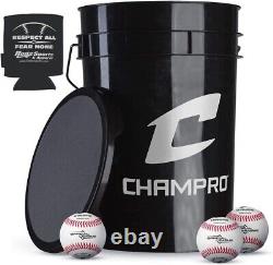 Champro CBB-200D Official Leather Baseball 30 Balls & Black Bucket Combo