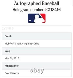 Cole Hamels Signed Rawlings Official MLB Baseball MLB Authenticated