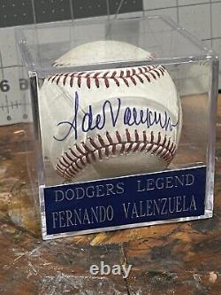 Fernando Valenzuela Signed Official Major League Baseball + Display Case/plaque