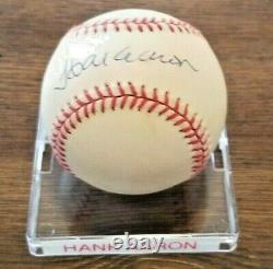 HANK AARON SINGLE SIGNED/AUTOGRAPHED OFFICIAL NATIONAL LEAGUE withCOA
