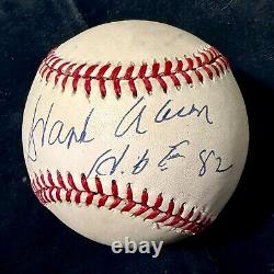 Hank Aaron HOF 82 Signed Official NL Baseball. Beckett, PSA