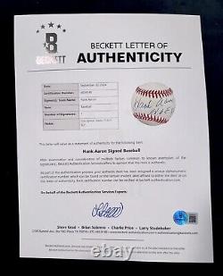 Hank Aaron HOF 82 Signed Official NL Baseball. Beckett, PSA