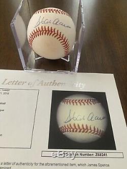 Hank Aaron Signed Official National League Bill White Baseball JSA Z68241