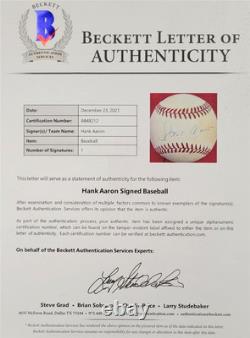 Hank Aaron signed Official National League ONL Baseball autograph Beckett BAS