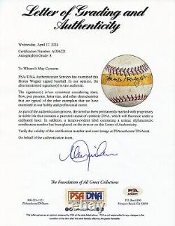 Honus Wagner Single Signed Official National League Baseball PSA/DNA Graded 8