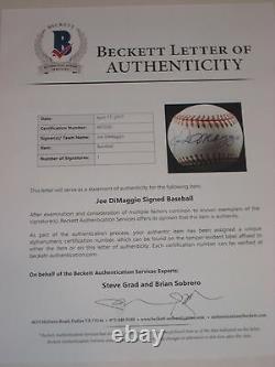 JOE DIMAGGIO (Yankees) Signed Official American League Baseball with Beckett LOA