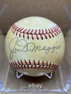 Joe DiMaggio Autographed Baseball on Official Rawlings American League Baseball