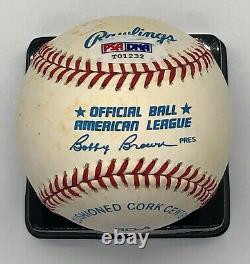 Joe DiMaggio Signed Rawlings B. Brown Official American League Baseball Full PSA