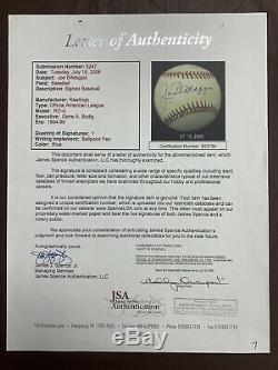 Joe DiMaggio signed ROAL Rawlings Official American League Baseball JSA LOA