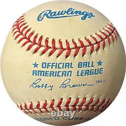 Joe DiMaggio signed ROAL Rawlings Official American League Baseball minor tone