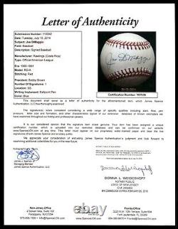 Joe Dimaggio Signed Official American League Baseball Jsa Letter Coa Ny Yankees