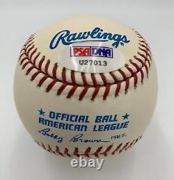 KIRBY PUCKETT signed Rawlings Official AMERICAN LEAGUE Baseball withHOF 01 PSA