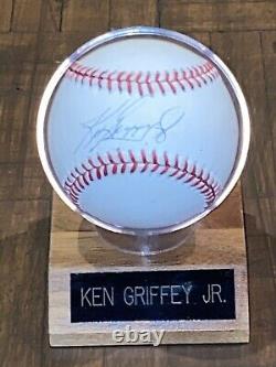 Ken Griffey Jr autographed official Major League Baseball! Plaque/case Included