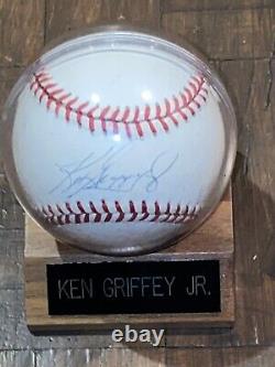 Ken Griffey Jr autographed official Major League Baseball! Plaque/case Included