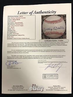 Mickey Mantle Auto Official American League Baseball JSA COA