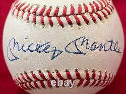 Mickey Mantle Autographed Official American League Baseball HOF New York Yankees