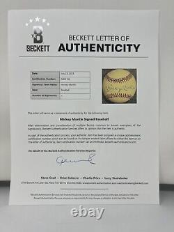 Mickey Mantle Signed Official American League Baseball Beckett COA