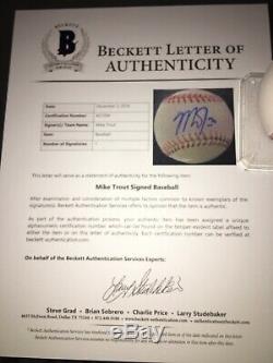 Mike Trout Signed Official Major League Baseball Los Angeles Angels Star Beckett