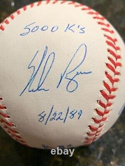 NOLAN RYAN SIGNED/INSCRIBED 5000 K's 8/22/89 Official American League Baseball