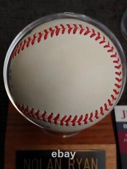 Nolan Ryan SIGNED MLB Official American League Baseball with JSA COA & Ball Plaque