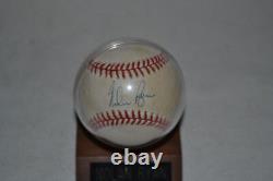 Nolan Ryan Signed Official Major League Baseball MLB with Wood Stand