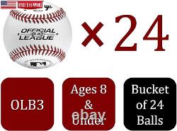 Official League Recreational Use Practice Baseballs Youth 8U OLB3 Bucket 24 pcs