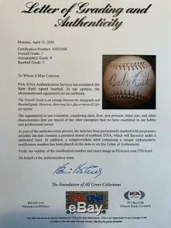 Rare Babe Ruth Single Signed Official National League Baseball. PSA Auto 8