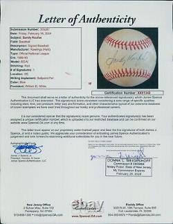 Sandy Koufax Signed Official National League Baseball JSA Authenticated