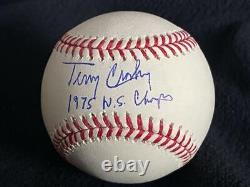 TERRY CROWLEY Signed Inscribed Official Major League Baseball REDS WS CHAMPS