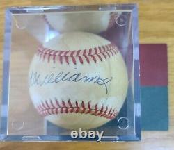 Ted Williams Autographed Official American League Baseball withCOA and Cube