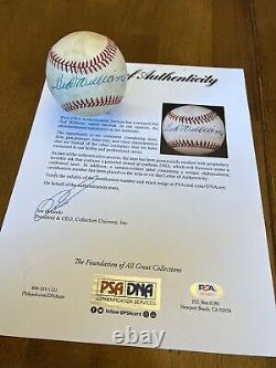 Ted Williams Signed Autographed Official American League Baseball Ball PSA LOA