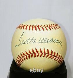 Ted Williams Signed Rawlings Official American League Baseball in Ball Cube