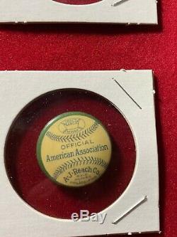 Vintage 1910's Set of 4 A. J. Reach & Co. Official League Ball Pinback Buttons