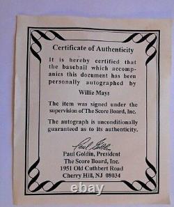 Willie Mays Signed Autographed Official National League Baseball Coa
