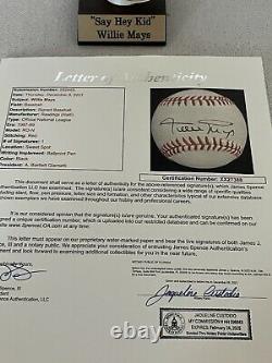 Willie Mays Signed Autographed Rawlings Official American League Baseball COA